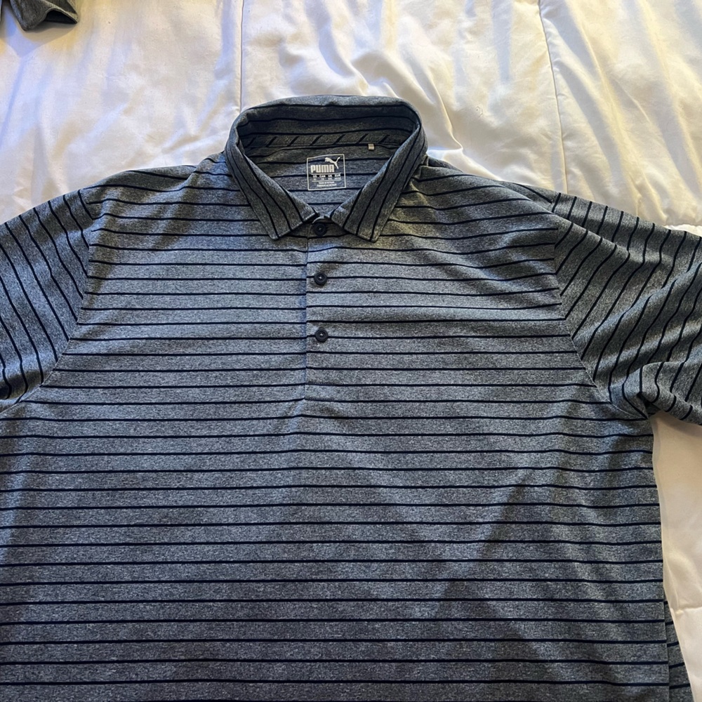Puma Golf Navy striped polo